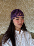Crochet purple mesh hat with stars