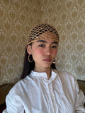 Crochet set: mesh hat+earrings