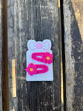 Crochet floral hair clips