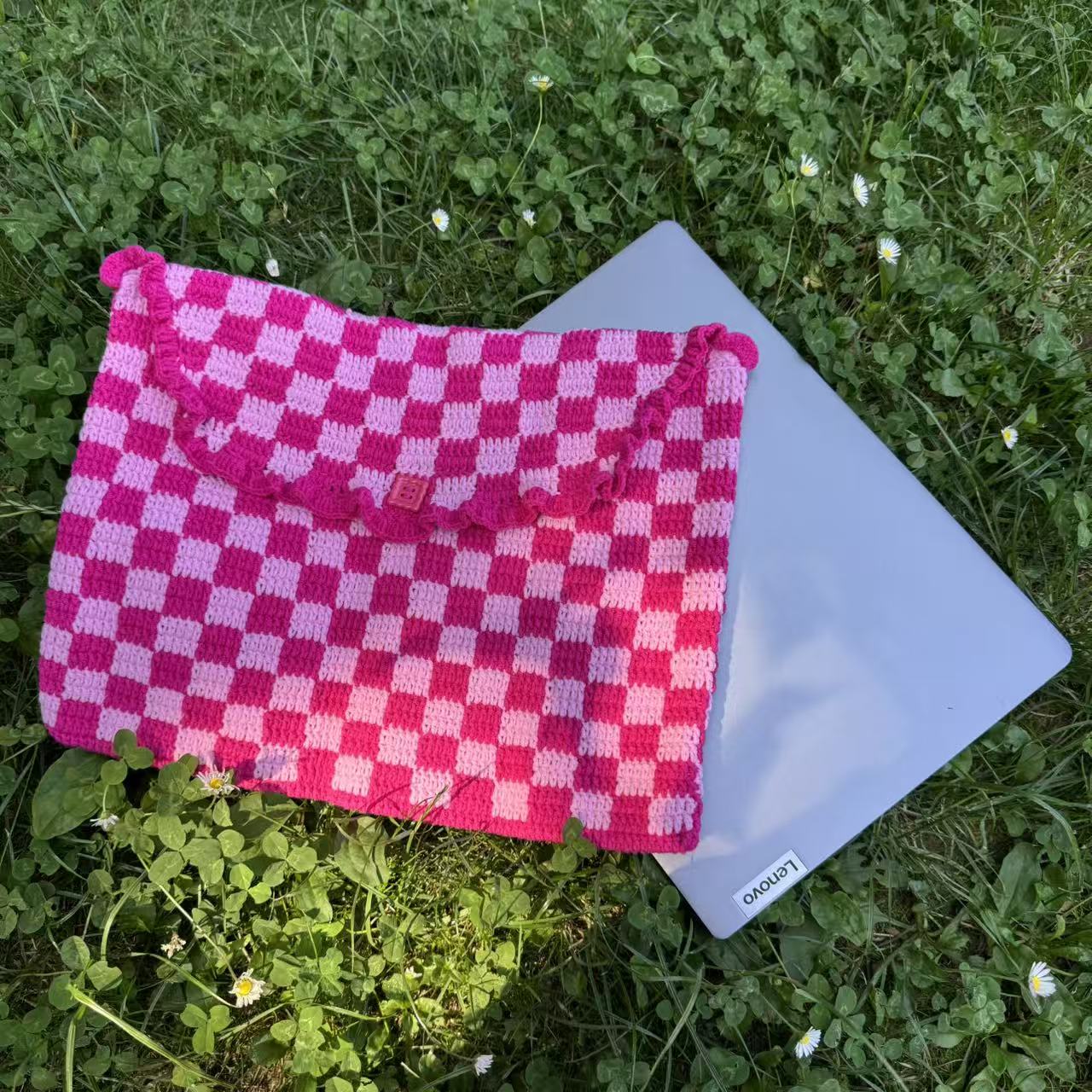Handmade laptop cover | checkerboard inspired