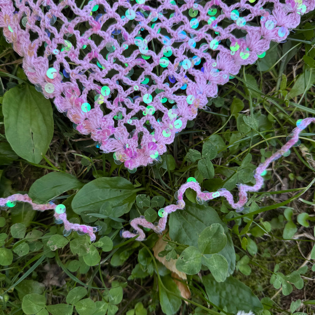 Crochet triangle headscarf with glitters| bandana