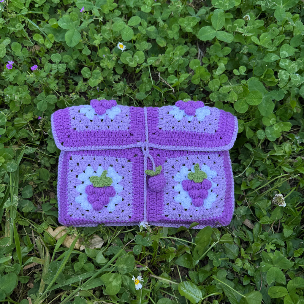 Crochet book pouch| Grape pattern