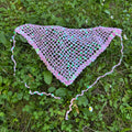 Crochet triangle headscarf with glitters| bandana