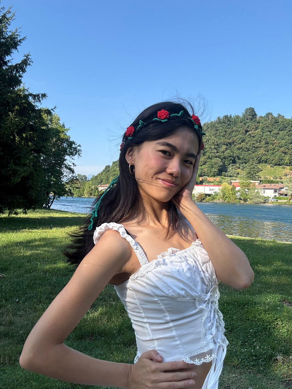 Rose flower headband