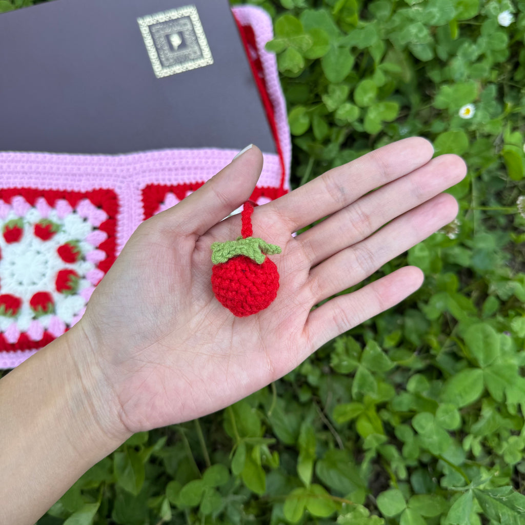 Handmade crochet book pouch| Strawberry pattern