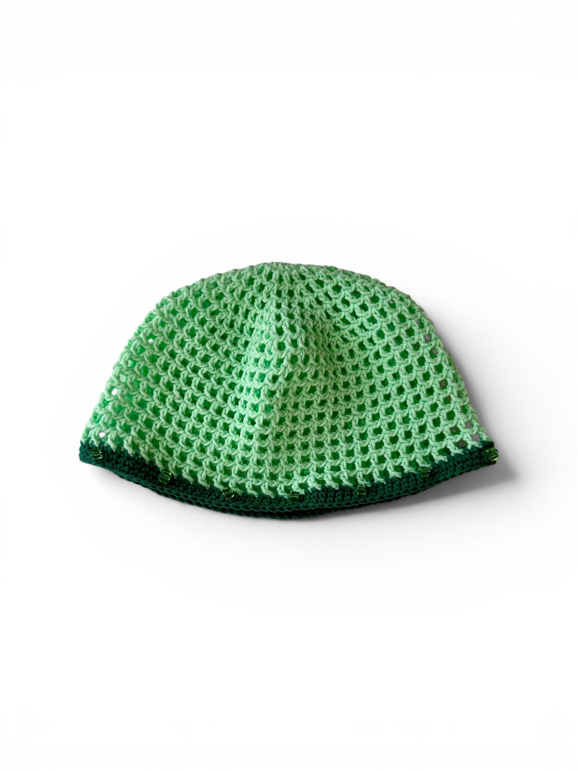 Crochet green mesh hat with crystals| Melon