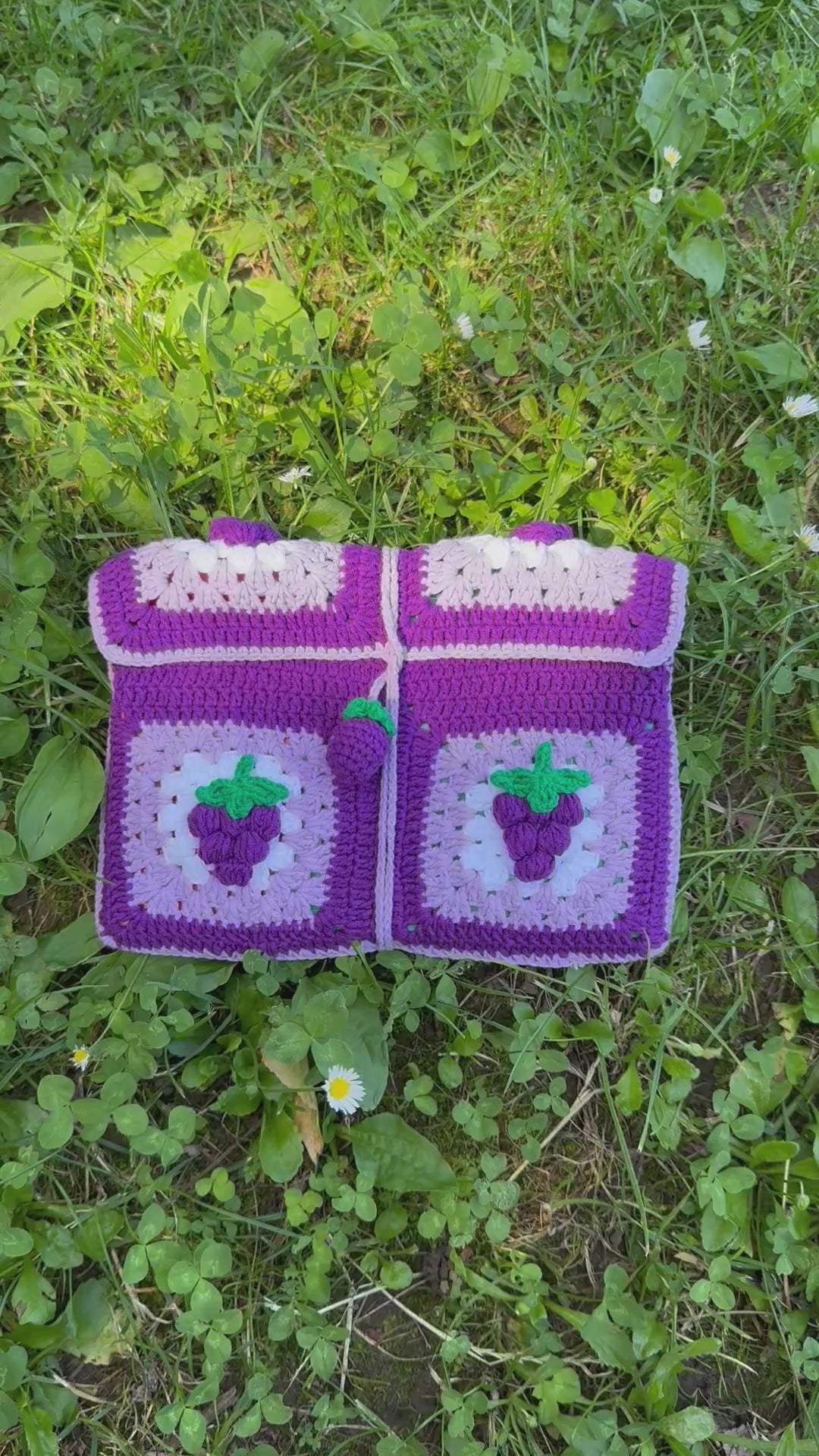 Crochet book pouch| Grape pattern
