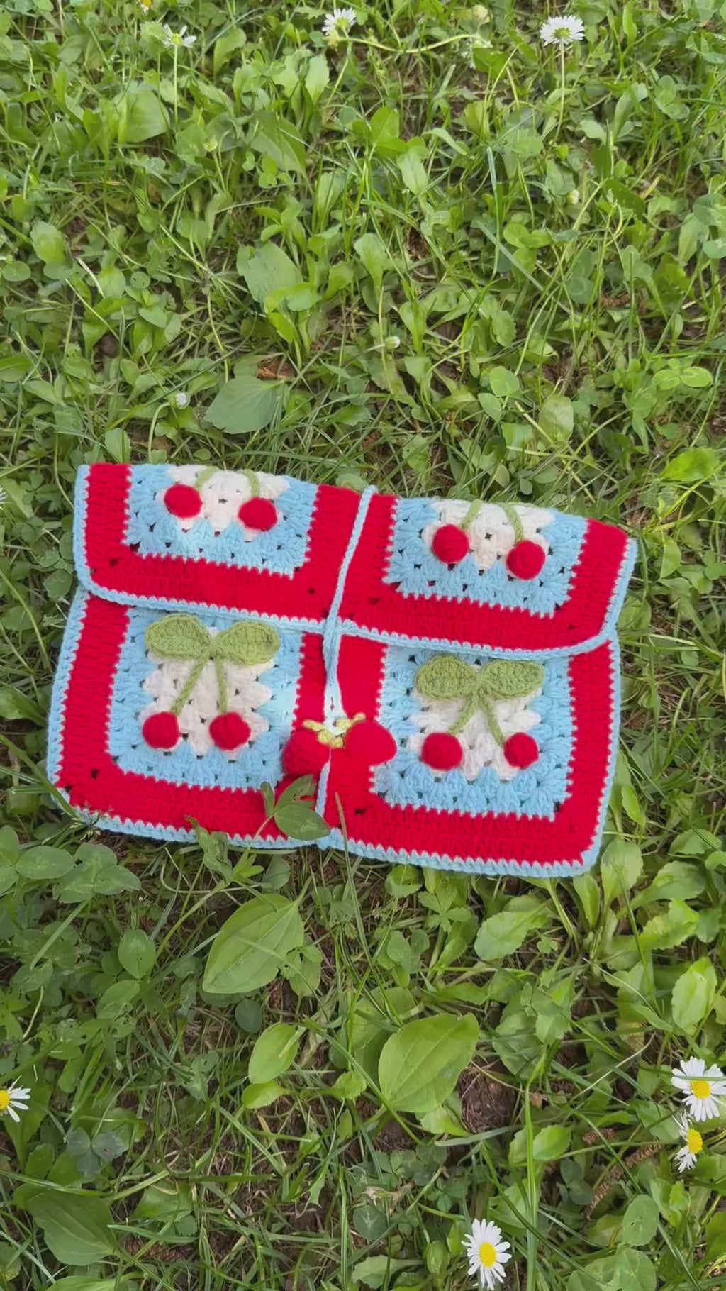 Crochet book pouch| Cherry pattern